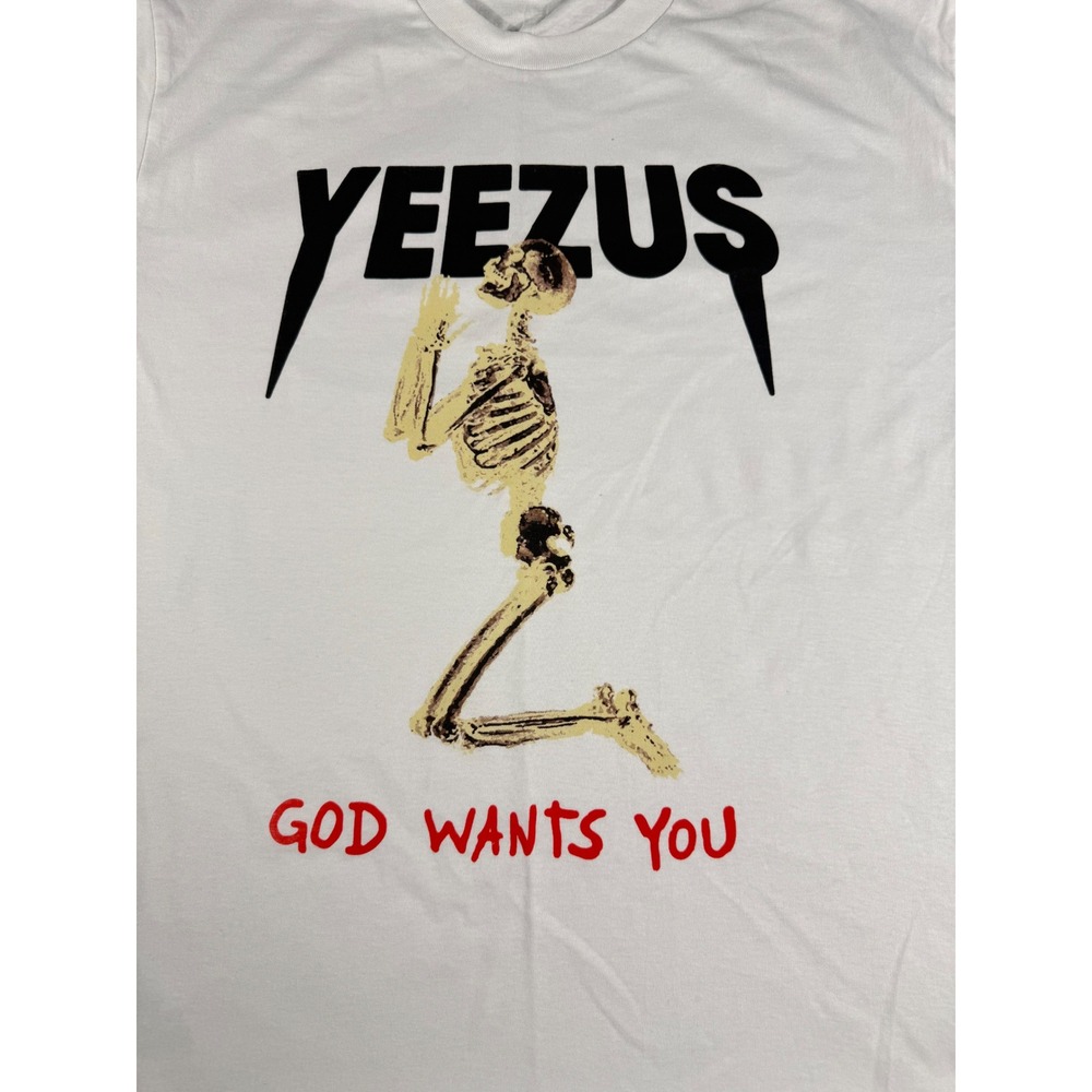 Kanye West Yeezus Tour God Wants You Skeleton Graphic T-Shirt White Large